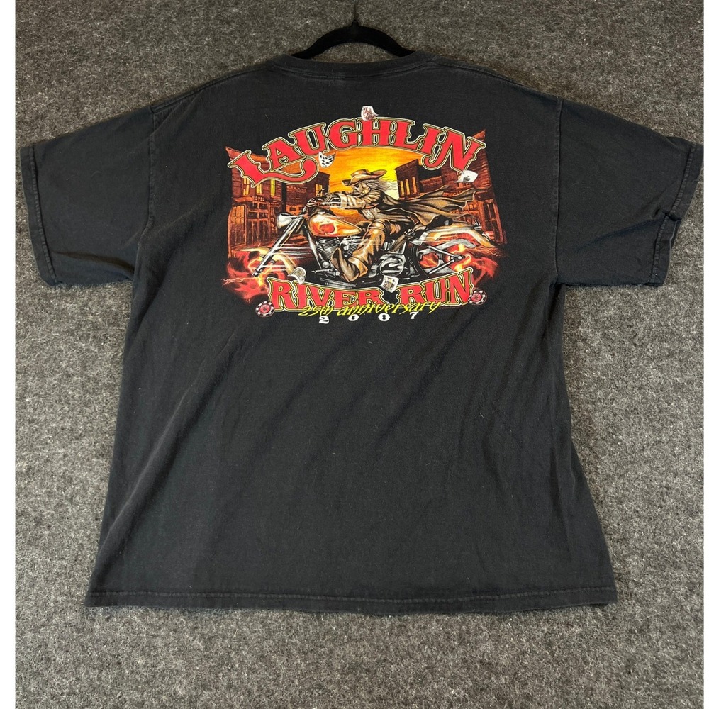 Laughlin River Run T Shirt Mens XL Black 25th Anniversary Biker USA Graphic Tee